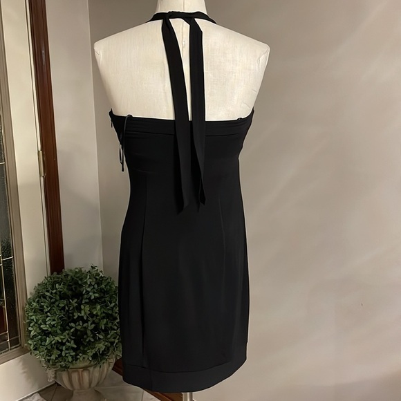 Guess jean cocktail black halter back tie dress, bustier with mirror pin sz L jr - Picture 2 of 14